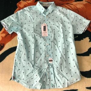 Denim & Flower Palm Tree Button Down